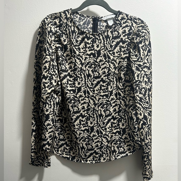 H&M Cream & Black Printed V-Neck Blouse - Picture 2 of 6
